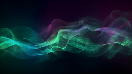 Fototapeta premium Green and purple glowing fog cloud wave abstract art background