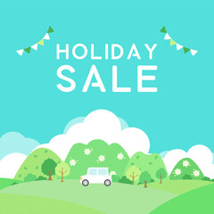 車と山の風景 SALEバナー 1:1