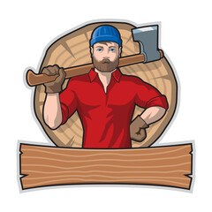 Woodman with axe illustration for your emblem