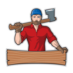 Woodman with axe illustration for your emblem