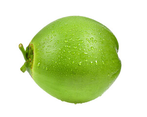green coconut with water drop isolated on transparent png