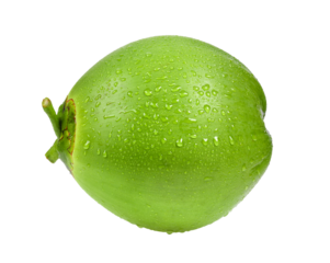 green coconut with water drop isolated on transparent png