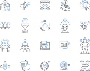 Enterprise Achievements line icons collection. Milests, Advancements, Breakthroughs, Innovations, Successes, Progress, Accomplishments vector and linear illustration. Victories,Developments