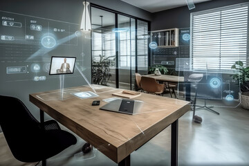 office in home, using augmented reality work, generative ai