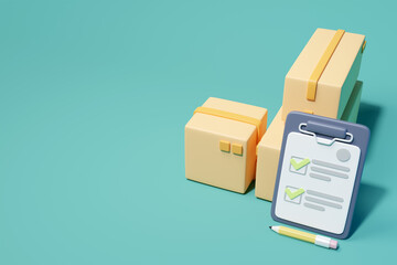 Send package clipboard checked green background 3d render