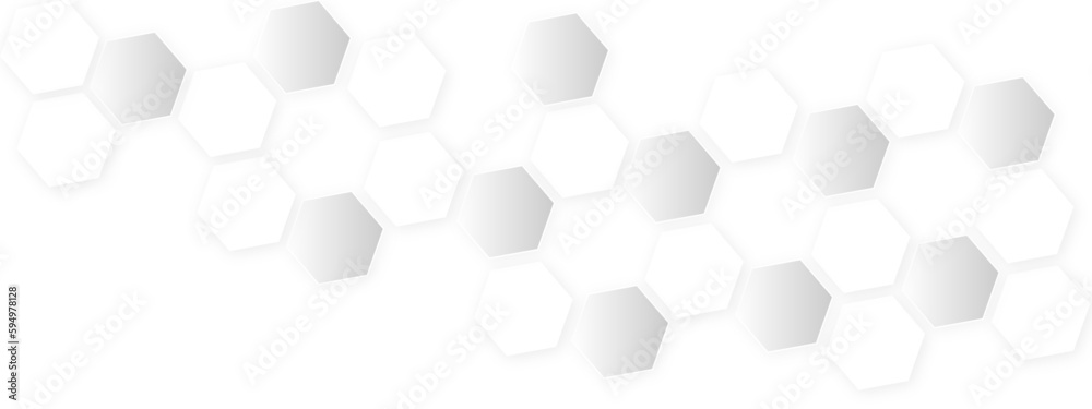 Wall mural white and grey abstract modern simple style hexagonal graphic concept. futuristic surface hexagon pa