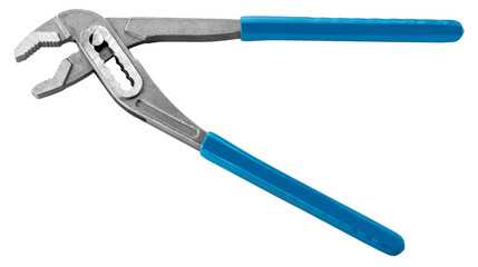 Adjustable water pump pliers or parrot pliers with blue handles for plumbing work i