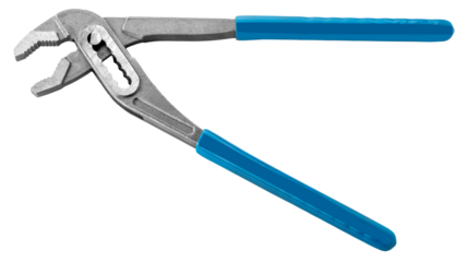 Adjustable water pump pliers or parrot pliers with blue handles for plumbing work i
