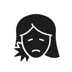 Teeth Ache, Mouth Cavity Medical Problem Silhouette Icon. Female with Toothache Symbol. Woman with Dental Pain Glyph Pictogram. Oral Disease. Dentist's Treatment Sign. Isolated Vector Illustration