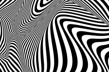 Obraz premium Optical Psychedelic Spiral with Twist Striped. Background Abstract Line Black and White Color. Swirl Hypnotic Pattern. Vector illustration