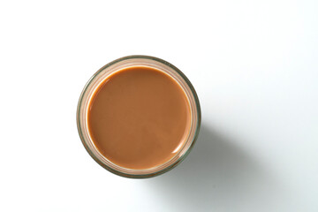 Karak Milk Chai famous indian tea on white background 