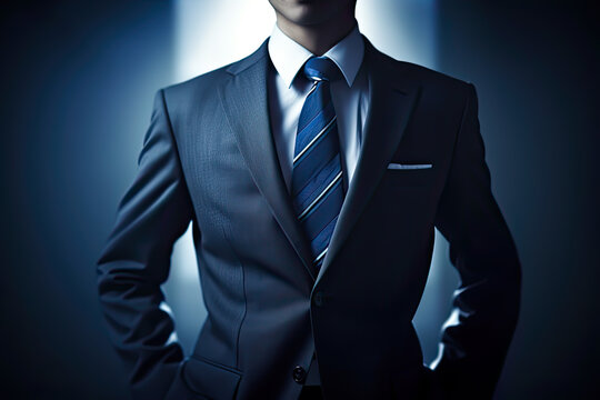 close up of businessman in a dark background, wallpaper, generative ai