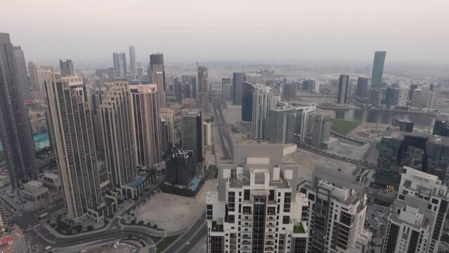 Aerial view of the Dubai skyline in the middle of the day Downtown Dubai