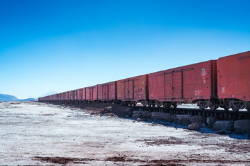 Obraz premium Train graveyard in the bolivian altiplano