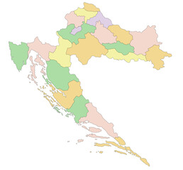 Obraz premium Croatia - Highly detailed editable political map.