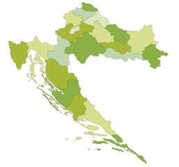 Highly detailed editable political map with separated layers. Croatia.