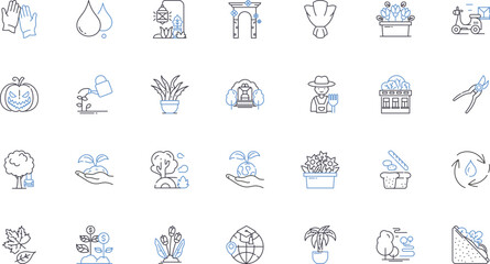 Rural Industry line icons collection. Agriculture, Livestock, Farming, Crop, Harvest, Irrigation, Fertilizer vector and linear illustration. Soil,Tractor,Hay outline signs set