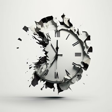 broken clock on a white background