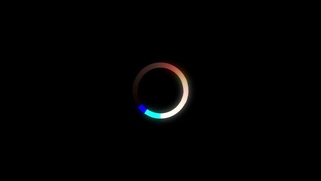 Circle loading animation with glitch effect. Glitch round animation of uploading process. Glitch loading circle. Downloading process with distortions. Cyberpunk aesthetics.