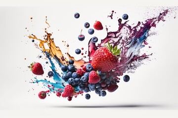 juice splash with colorful berries