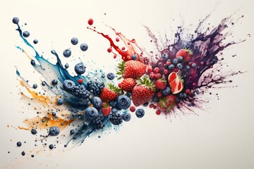 juice splash with colorful berries