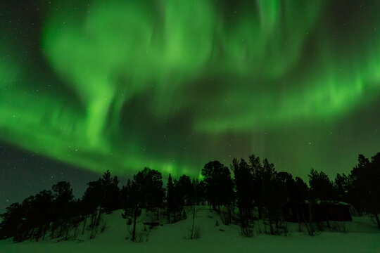 northern lights aurora borealis lapland night landscape	