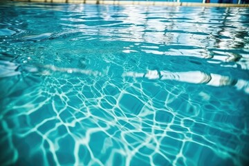 Fototapeta na wymiar serene swimming pool with crystal clear blue water reflecting the suns rays. Generative AI