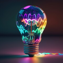 Colorful light bulb illustration. Generative ai.