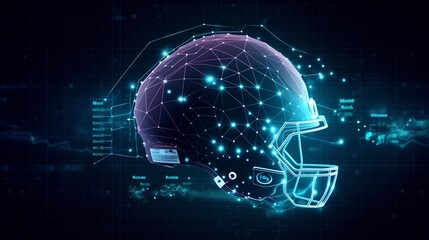 AI powered sports analytics concept with computer vision tracking players in action, showcasing real time performance analysis, and machine learning for enhanced coaching. Generative AI - obrazy, fototapety, plakaty