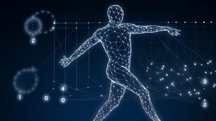 AI powered sports analytics concept with computer vision tracking players in action, showcasing real time performance analysis, and machine learning for enhanced coaching. Generative AI