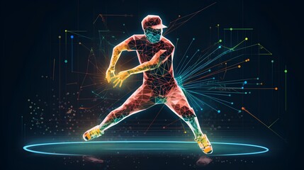 AI powered sports analytics concept with computer vision tracking players in action, showcasing real time performance analysis, and machine learning for enhanced coaching. Generative AI - obrazy, fototapety, plakaty