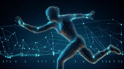 AI powered sports analytics concept with computer vision tracking players in action, showcasing real time performance analysis, and machine learning for enhanced coaching. Generative AI