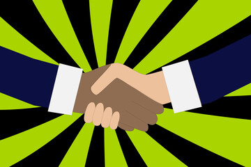 Illustration of handshakes, greetings and making business deals	