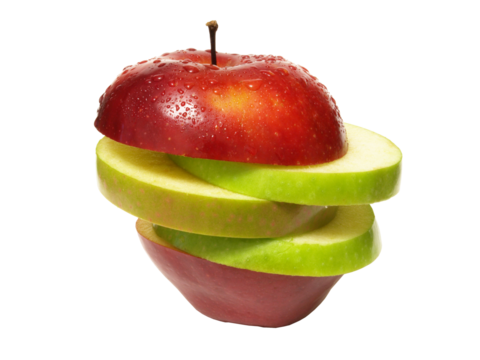 Red and green apples isolated