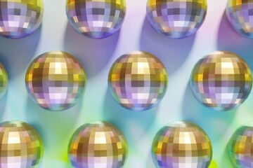 3d render of shiny disco ball pattern