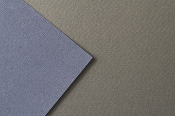 Rough kraft paper background, paper texture black blue colors. Mockup with copy space for text