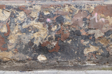 Grunge wall with peeling paint. Colorful texture background.
