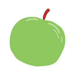 Apple hand drawn illustration. Cartoon style flat design, isolated vector. Summer, autumn print element, farming, gardening, harvest, agriculture, healthy food, vegetarian diet, seasonal ingredient