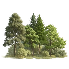 Small grove of green trees, transparent background, made with Generative AI