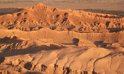 Fototapeta na wymiar Stunning Landscape Before Sunset of Valle de la Luna or The Moon Valley in Atacama Desert, Near San Pedro de Atacama Town, Northern Chile, South America