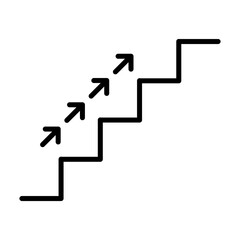 Stair up line icon. Stair with up arrow black icon. Vector isolated on white background.