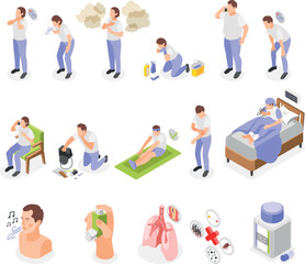 Asthma Symptoms Icon Set