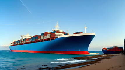 Naklejka premium a container ship in the port