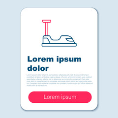 Line Bumper car icon isolated on grey background. Amusement park. Childrens entertainment playground, recreation park. Colorful outline concept. Vector