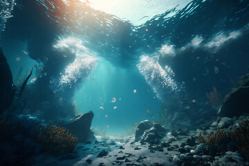 Fototapeta na wymiar Beautiful Underwater Shot - Concept Art