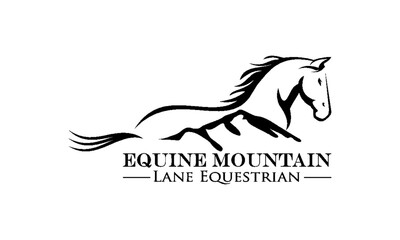 equine horses with mountain logo idea