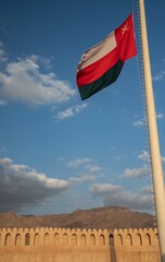 Flag of Oman in the city of Nizwa
