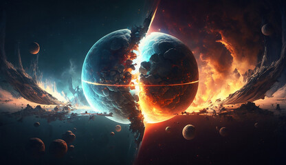 Planet Collision - Illustration - concept art