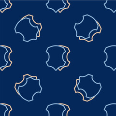 Line Leather icon isolated seamless pattern on blue background. Vector