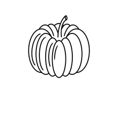 Simple illustration of a pumpkin isolated on white, doodle style flat drawing for cards, signboards, menu design, websites, coloring books